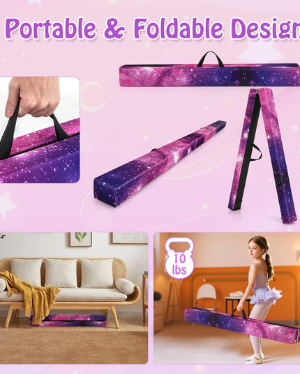 Giantex 8FT Balance Beam, Folding Gymnastics Beam w/Carry Handles