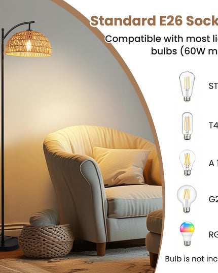 Giantex Boho Floor Lamp with Handwoven Paper Rope Shade