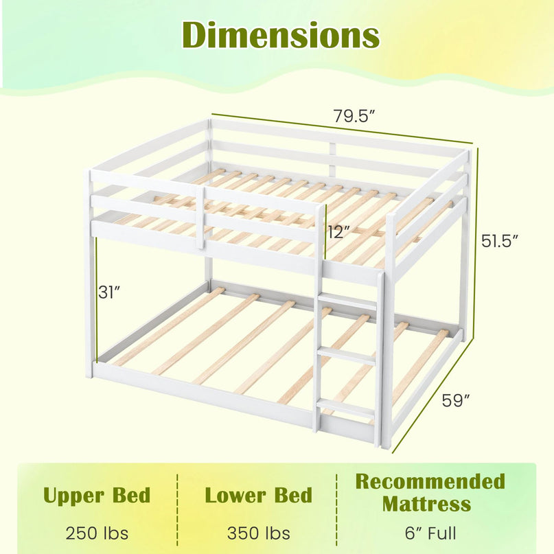 Giantex Full Over Full Bunk Bed with Slats Support for Kids