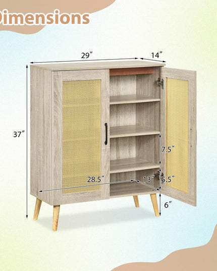 Meuble de rangement pour chaussures Giantex à 4 niveaux en rotin avec étagères amovibles