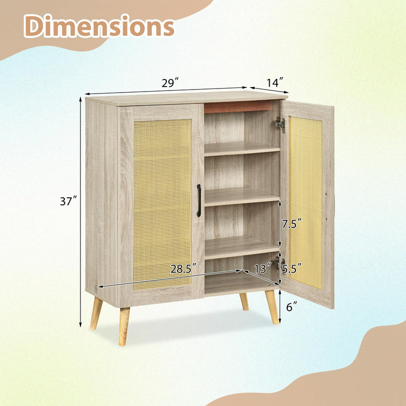 Meuble de rangement pour chaussures Giantex à 4 niveaux en rotin avec étagères amovibles