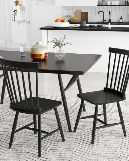 Giantex Windsor Dining Chairs Set of 2/4 Black, w/Wide Seat & Spindle Back, Max Load 400 Lbs