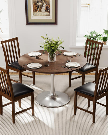 Giantex Wooden Dining Chairs Set of 2/4 Faux Leather Upholstered Kitchen Chair