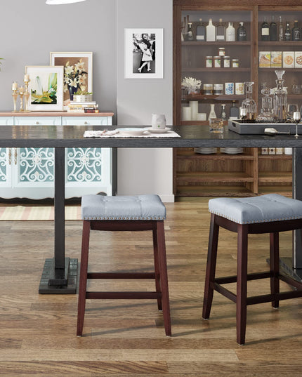 Backless Counter Stool with Footrest, Soft Seat Cushion