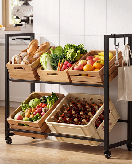 Giantex 2-Tier Drink Crate Rack with 4 Universal Wheels