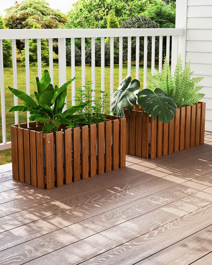 Giantex Slat Style Planter Box for Growing Vegetables Flowers Herbs