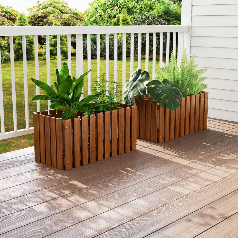 Giantex Slat Style Planter Box for Growing Vegetables Flowers Herbs