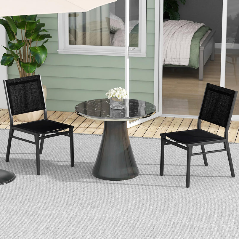 Giantex Outdoor Patio Dining Chair, Armless Dining Chair with Breathable Fabric Seat & Backrest