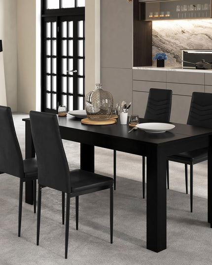 Giantex Dining Table Set for 4 or 8, Modern Rectangular Kitchen Table Set w/ PVC Leather Dining Chairs