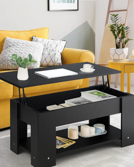 Giantex Lift Top Coffee Table, Modern Cocktail Table w/Hidden Compartment & Open Storage Shelf