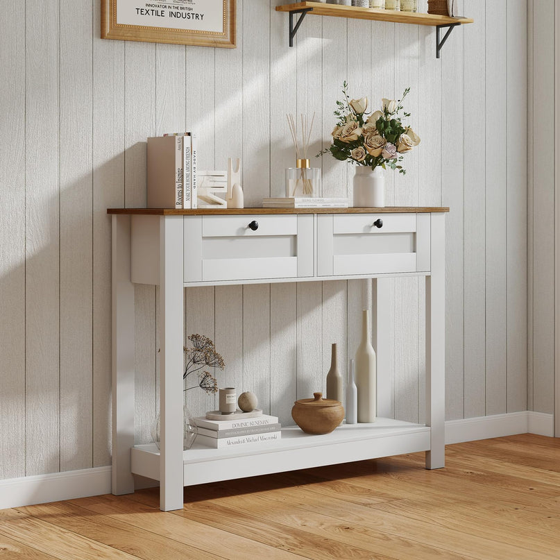 Giantex 42" Farmhouse Console Table with 2 Drawers