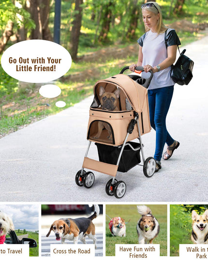 Pet Stroller for Small Medium Dogs Cats Puppy - Giantex