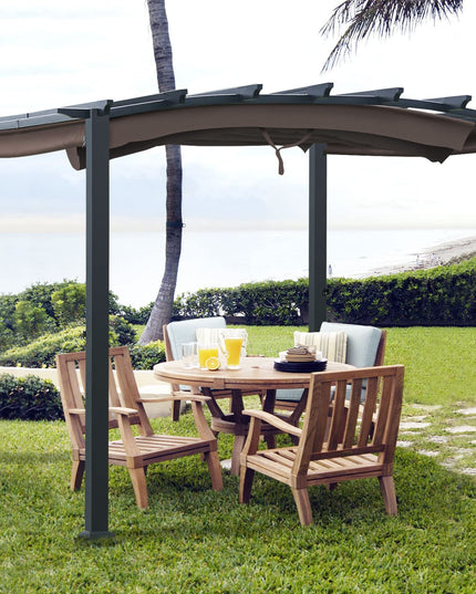 Outdoor Retractable Pergola 10' x 10', Metal Patio Gazebo Pergola