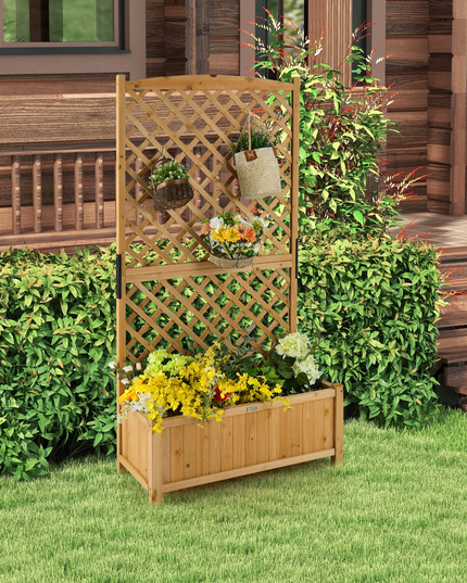 Planter Raised Bed with Trellis - Giantex
