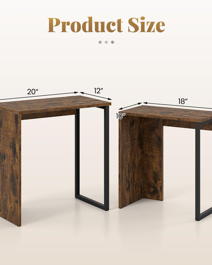 Giantex Nesting Coffee Table Set of 2 with Sturdy Metal Frames