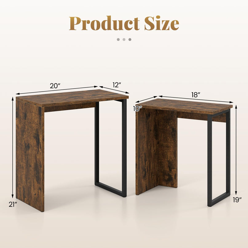 Giantex Nesting Coffee Table Set of 2 with Sturdy Metal Frames