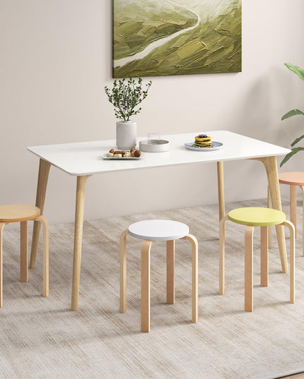 Giantex Bentwood Stackable Stools Set of 4, 18" Round Stacking Backless Nesting Stools