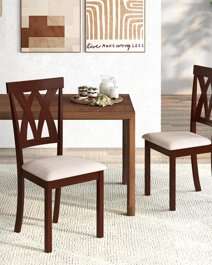 Giantex Wood Dining Chair, Wooden Kitchen Chairs with Upholstered Seat