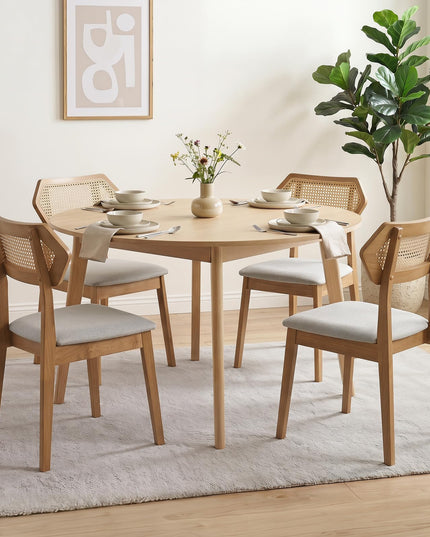 Giantex Wood Rattan Upholstered Dining Chairs Set of 2/4