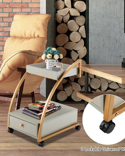 Giantex Rolling Side Table, 2-Tier End Table w/Drawer