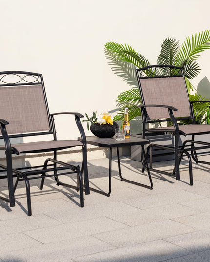 Giantex Patio Glider Chairs Set - 2 PCS Gliding Rocking Chairs w/Weather-Resistant Fabric, Heavy-Duty Metal Frame