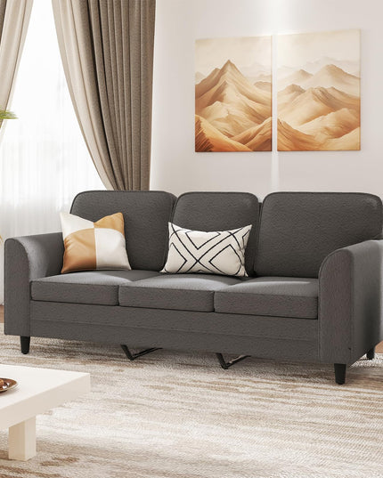 Giantex 3 Seater Couch - 79” Mid Century Modern Upholstered Sofa with Armrests, Sturdy Legs