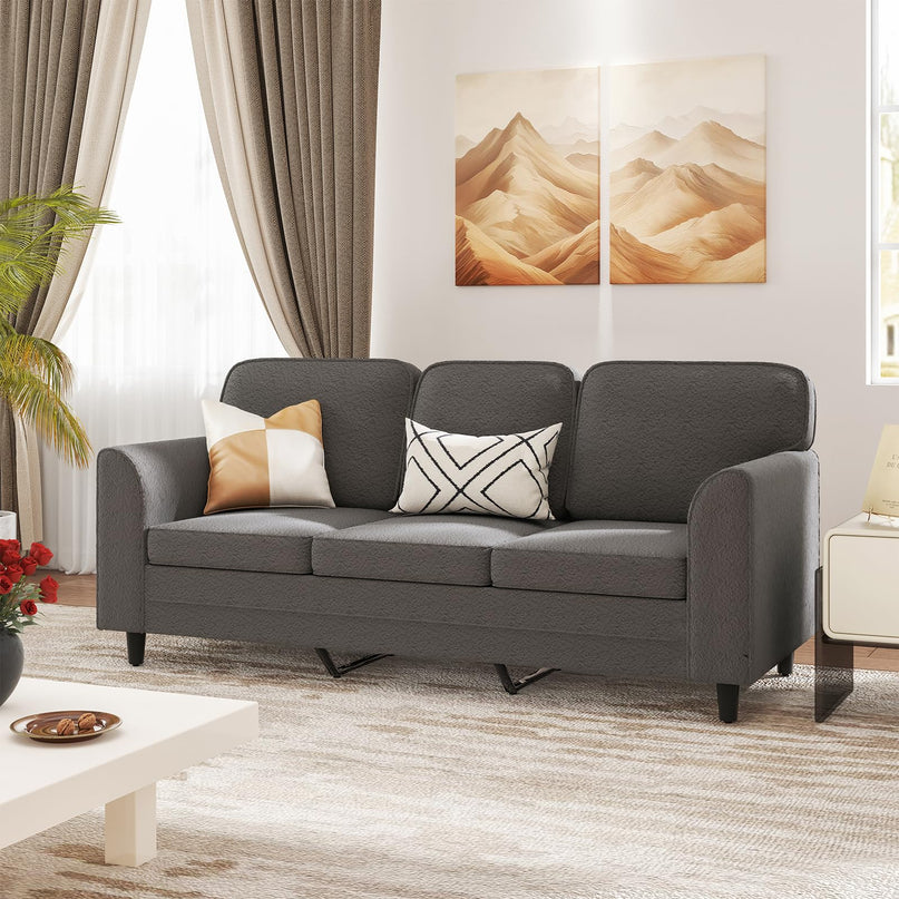 Giantex 3 Seater Couch - 79” Mid Century Modern Upholstered Sofa with Armrests, Sturdy Legs