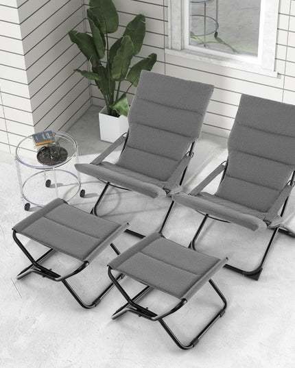 Giantex Patio Folding Chairs with Footrest, Outdoor Lounge Chair with Removable Cushion