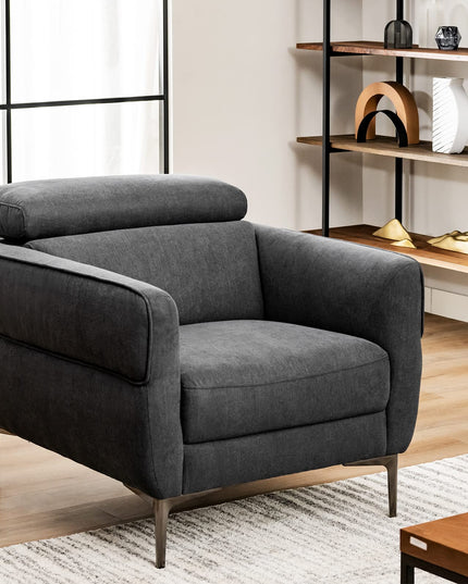 Giantex Accent Chair, Upholstered Single Sofa Chair with Adjustable Headrest