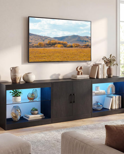 Meuble TV LED Giantex pour téléviseur 85 pouces | Meuble TV moderne avec prises de courant