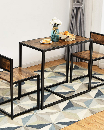 3 Piece Dining Set, Industrial Dining Table with 2 Chairs