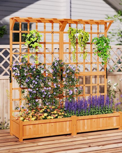 Giantex Large Raised Garden Bed with Trellis and Roof