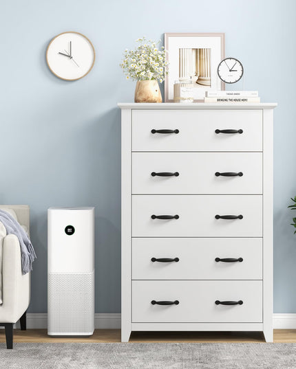 Giantex 5 Drawer Dresser Chest of Drawers - Vertical Dresser with 5 Pull-Out Drawers for Bedroom, Living Room, Entryway