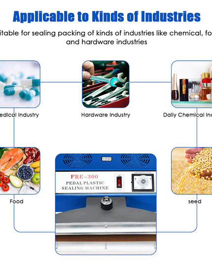 110V 12" Foot Pedal Impulse Sealer with Cutter, Heat Seal Closer Plastic Bag Sealing Machine