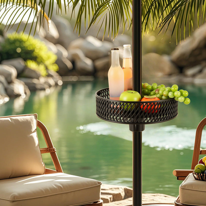 Giantex Portable Outdoor Side Table with Umbrella Hole
