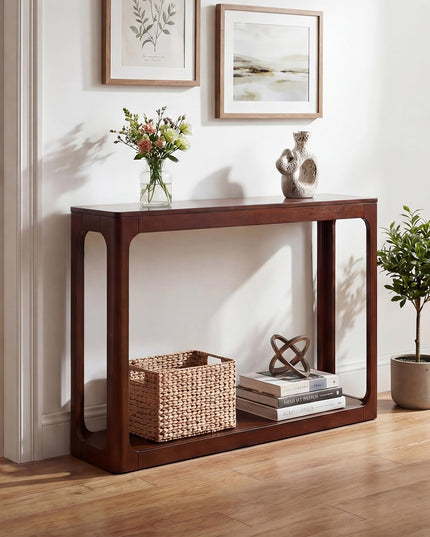 Giantex 47" Wood Console Table w/Solid Rubber Wood Frame