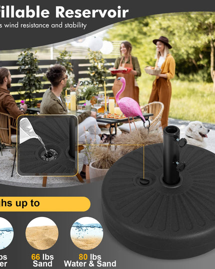 Giantex Umbrella Base Stand, Sand Water Filled Umbrella Holder for 1.5''-1.9'' Umbrella Poles, Build-in Handle