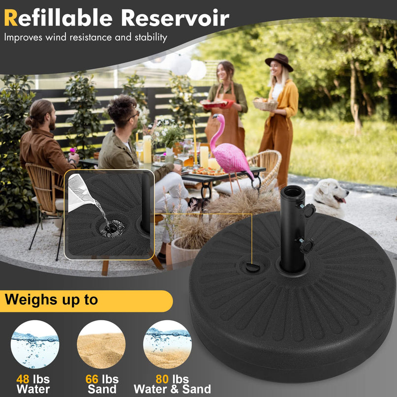 Giantex Umbrella Base Stand, Sand Water Filled Umbrella Holder for 1.5''-1.9'' Umbrella Poles, Build-in Handle