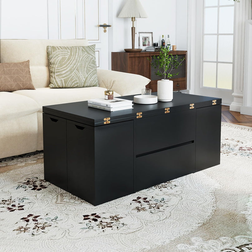 Giantex 40" Lift Top Coffee Table with 4 Storage Stools