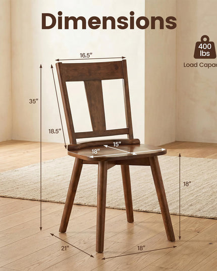 GIANTEX Solid Wood Dining Chairs Set of 2/4 w/Hollowed Backrest