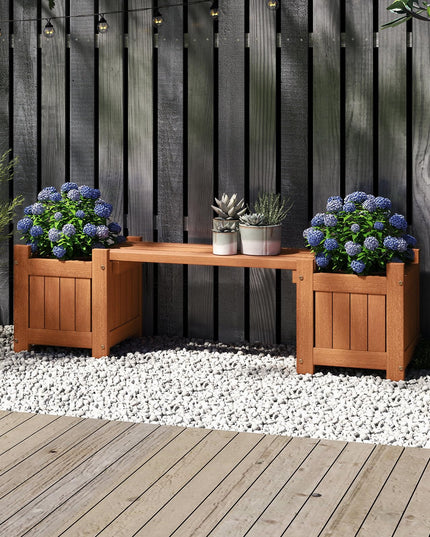 Giantex 2 in 1 Outdoor Bench with 2/4 Raised Garden Beds