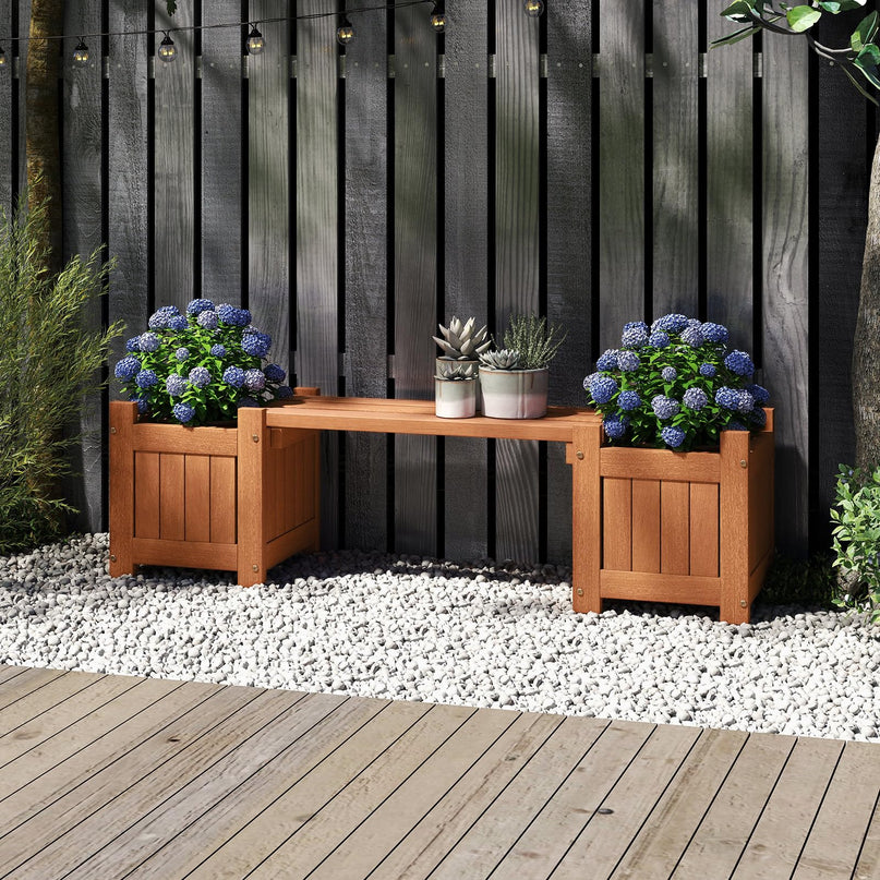 Giantex 2 in 1 Outdoor Bench with 2/4 Raised Garden Beds