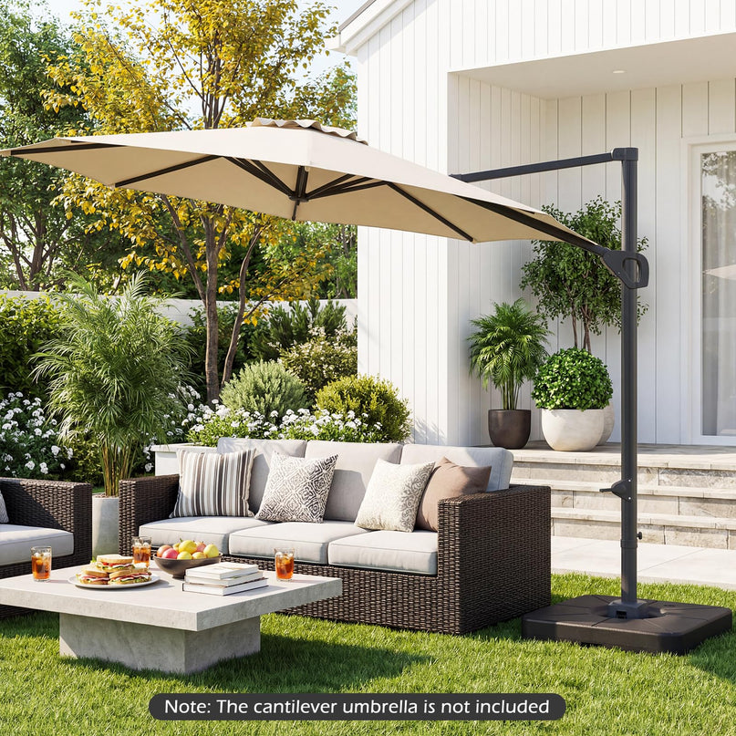 Giantex Fillable Cantilever Umbrella Base 220 LBS Weighted Offset Patio Umbrella Stand