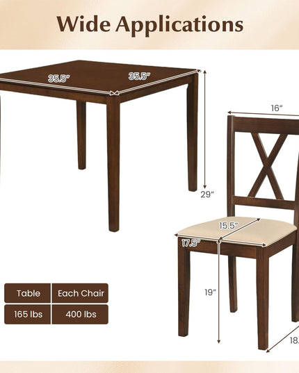 Giantex Dining Table Set for 4 | Square Kitchen Table Set w/ 4 Upholstered Chairs