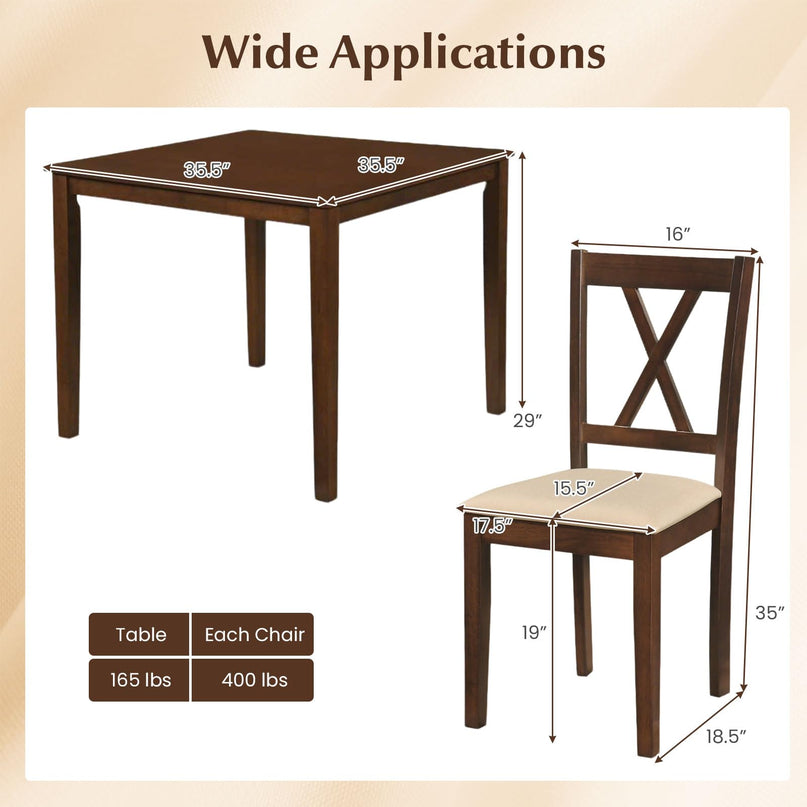 Giantex Dining Table Set for 4 | Square Kitchen Table Set w/ 4 Upholstered Chairs