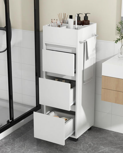 Giantex Small Bathroom Storage Cabinet - Narrow Space-saving Bathroom Cabinet with 3 Drawers