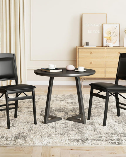 Giantex Folding Dining Chairs Set of 2/4 Black Wood Kitchen Chair w/Padded Seat