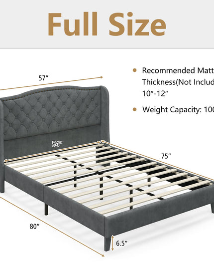 Giantex Velvet Upholstered Bed Frame