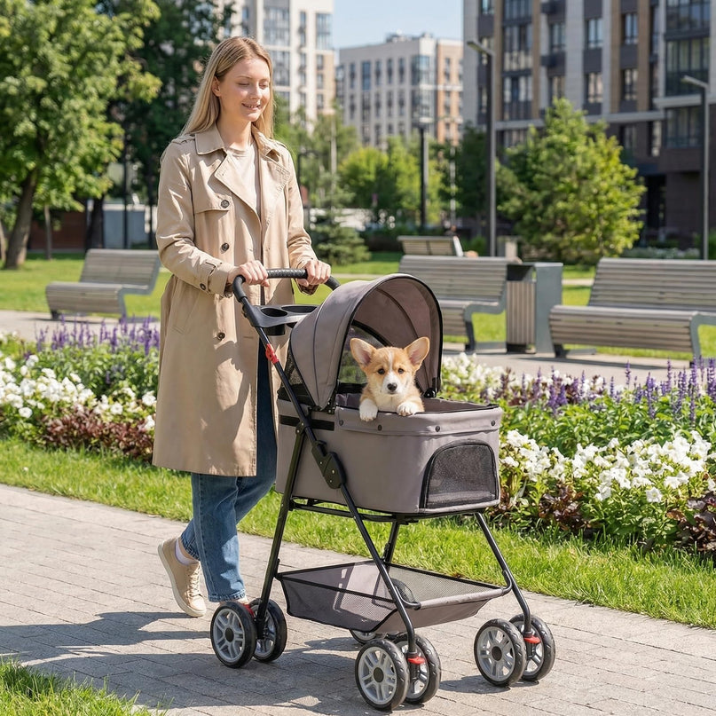 Giantex 3-in-1 Pet Stroller with Detachable Carrier for Small & Medium Pets