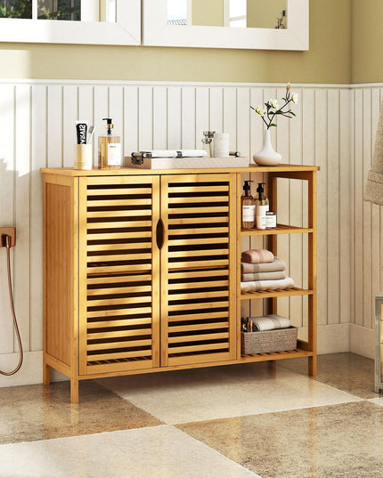 Giantex Bamboo Bathroom Storage Cabinet for Living Room